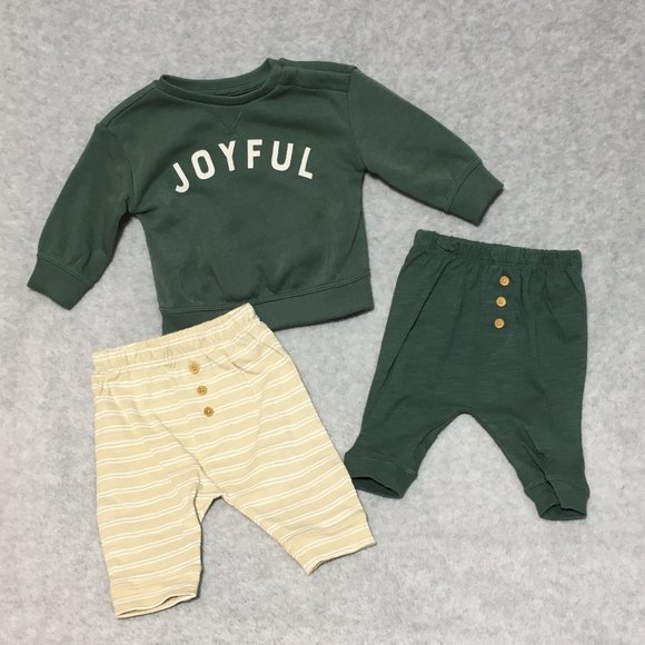 NWOT Little Co by Lauren Conrad Sweatshirt Pants NB 3 Pc Set Infant Joyful Green - Picture 1 of 9